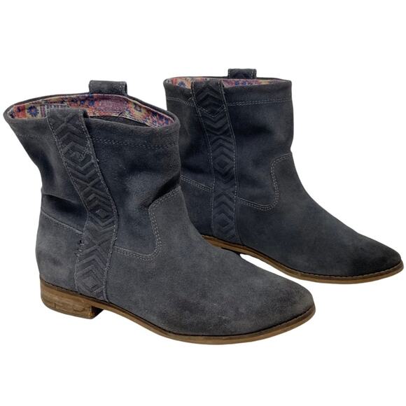 Toms Shoes - Toms Laurel Castlerock Burnished Suede In Grey Ankle Boots Size 7.5 Women’s